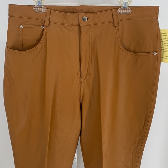NWT Newport News Styleworks•Carmel Color Lined Leather Pants Sz18 - Picture 2 of 15
